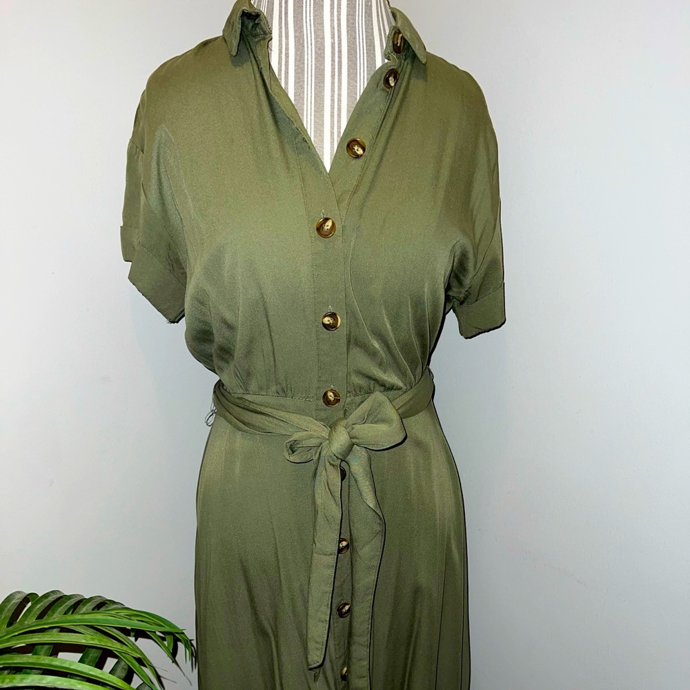 Army Green H&M Mid-Length Dress